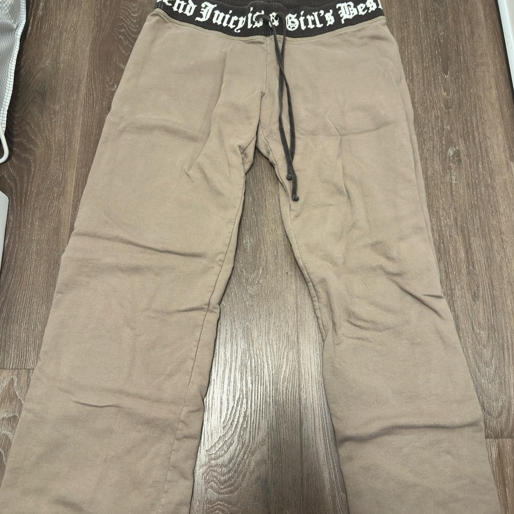 Juicy Couture Beige Flare Pants with Black Waistband